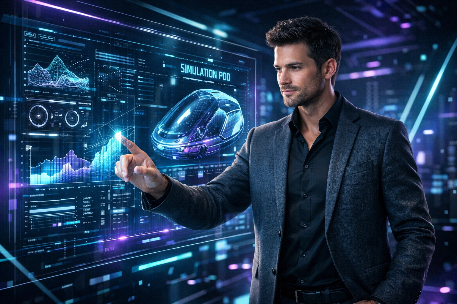 Professional executive using simulation data for observed performance recruitment and talent identification.