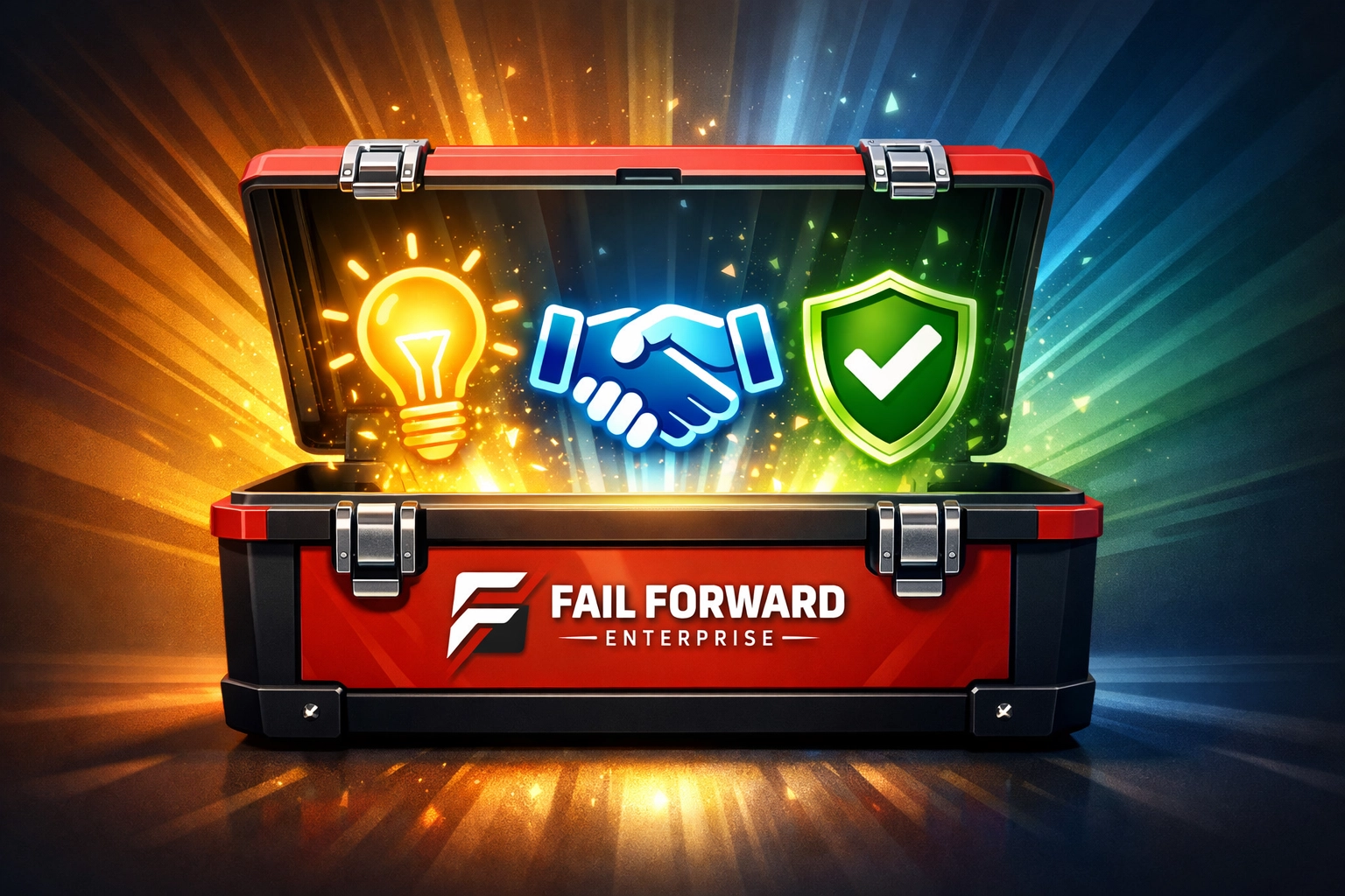 Empowerment Toolbox Fail Forward Enterprise glowing toolbox