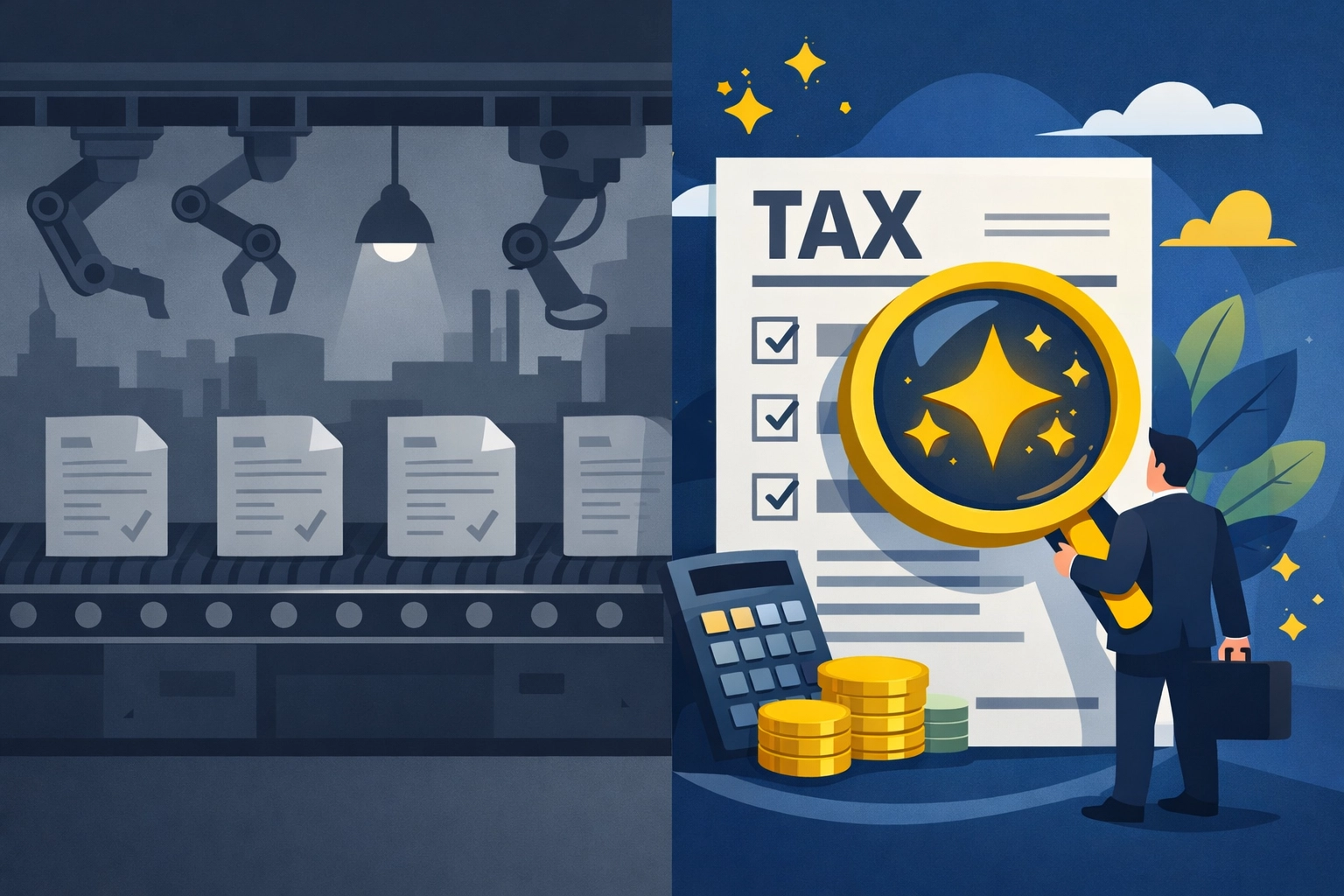 Concierge tax pro finds hidden deductions using a magnifying glass for personalized tax planning.