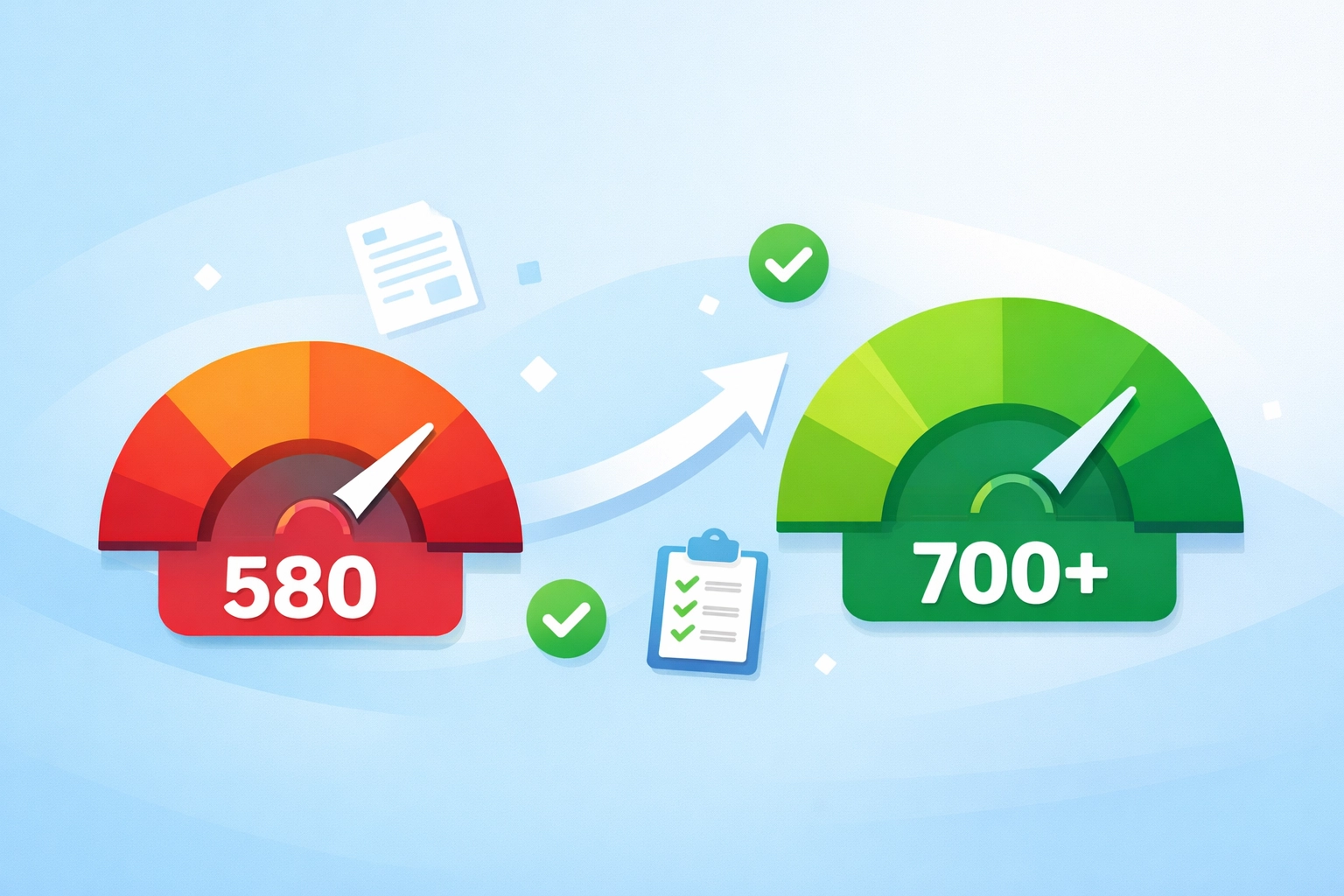 Transformación del score de crédito de 580 a 700+ para comprar casa