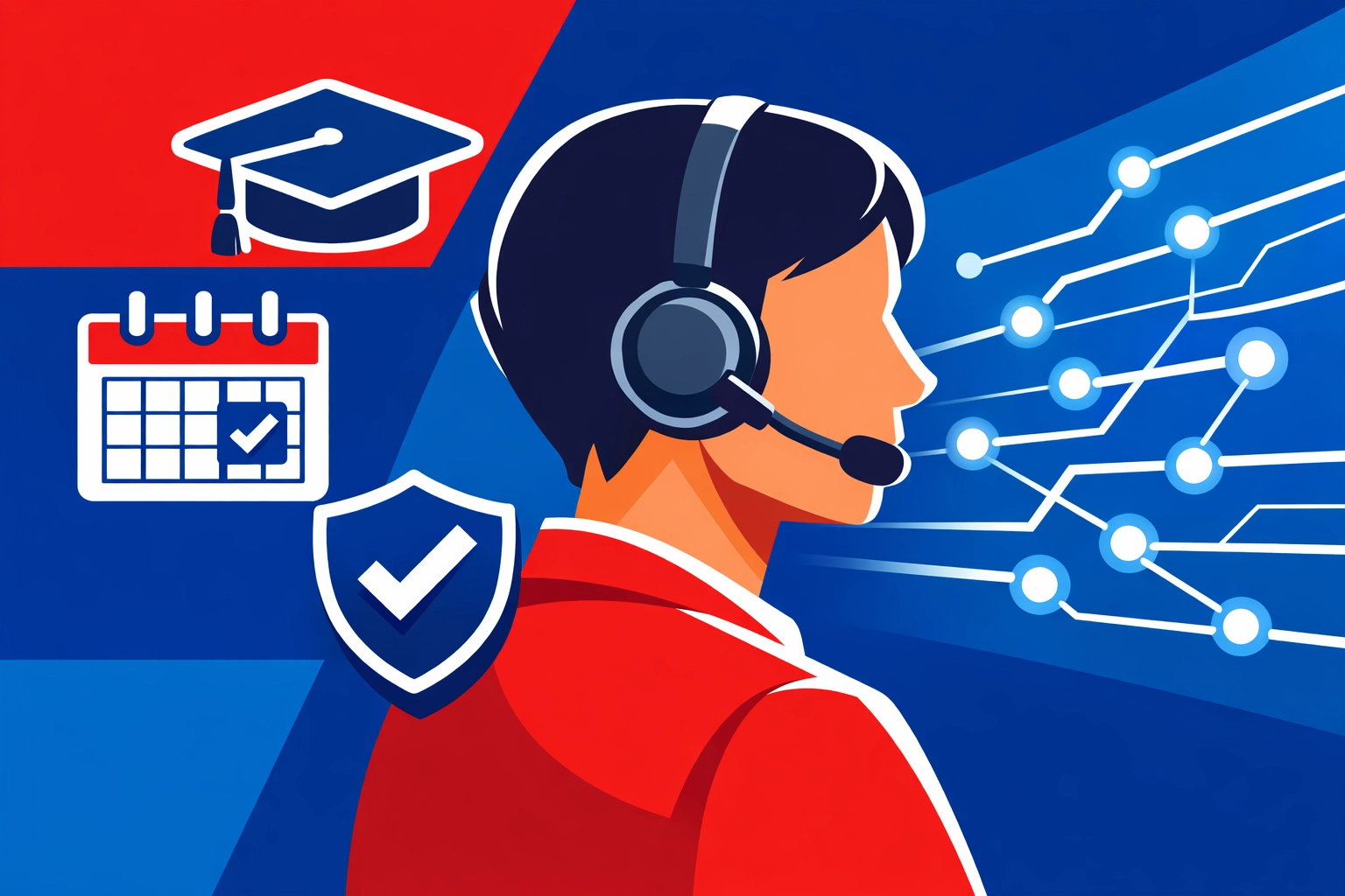 Professional training icons for a Transport Manager CPC course, including a graduation cap and scheduling calendar.