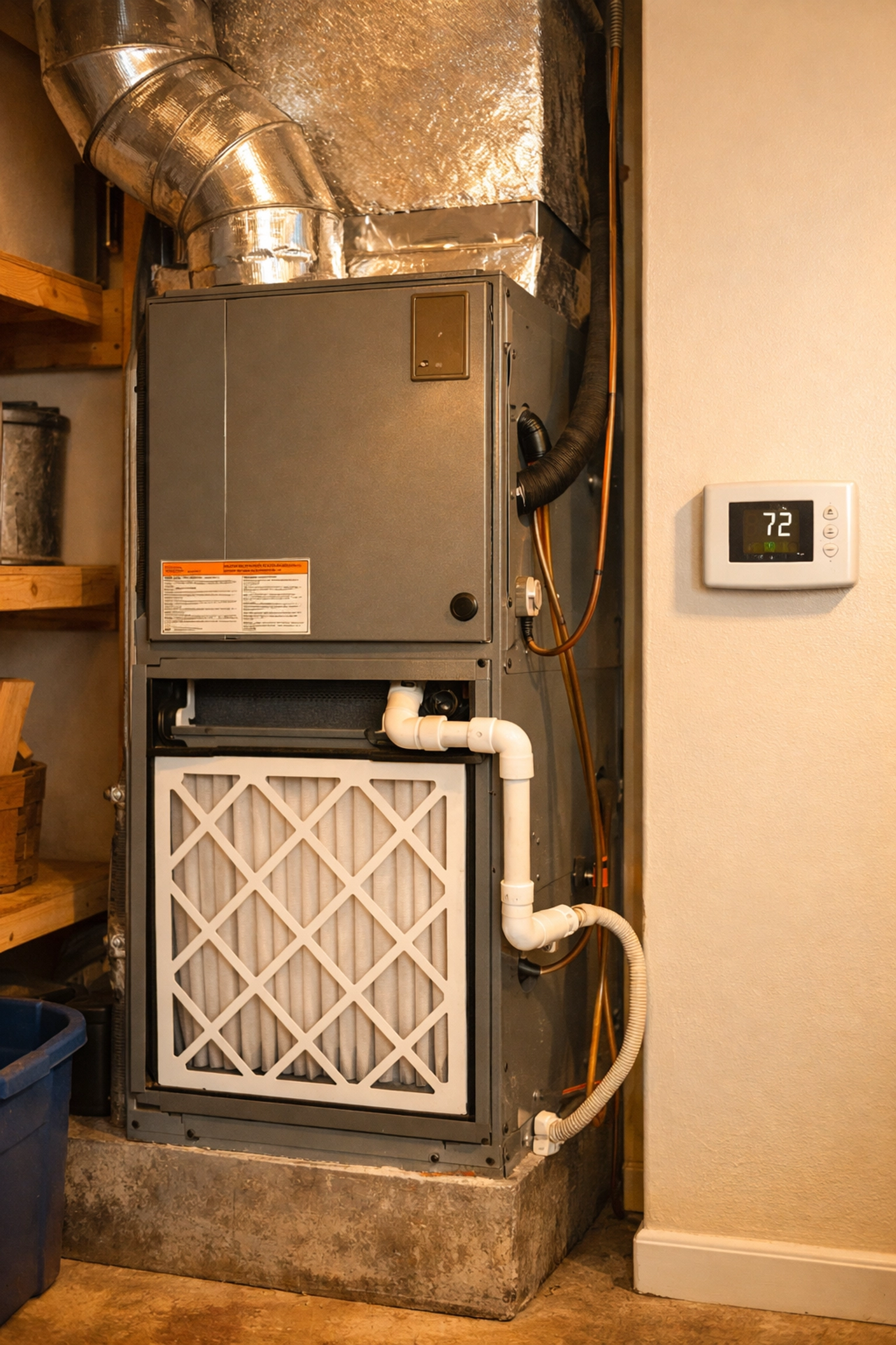 Residential HVAC system monitored during home watch service visit