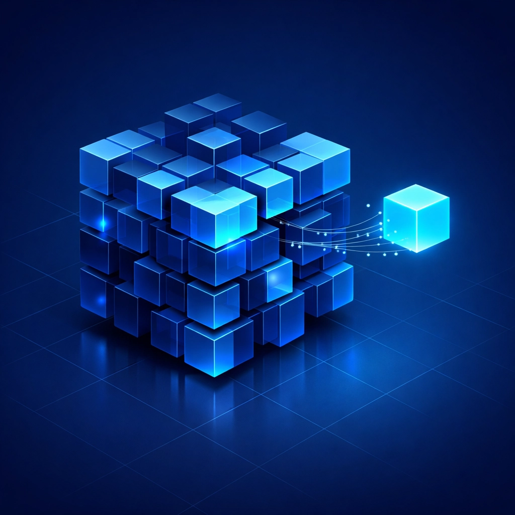 Abstract representation of unbundled payment processing and modular fintech infrastructure components.