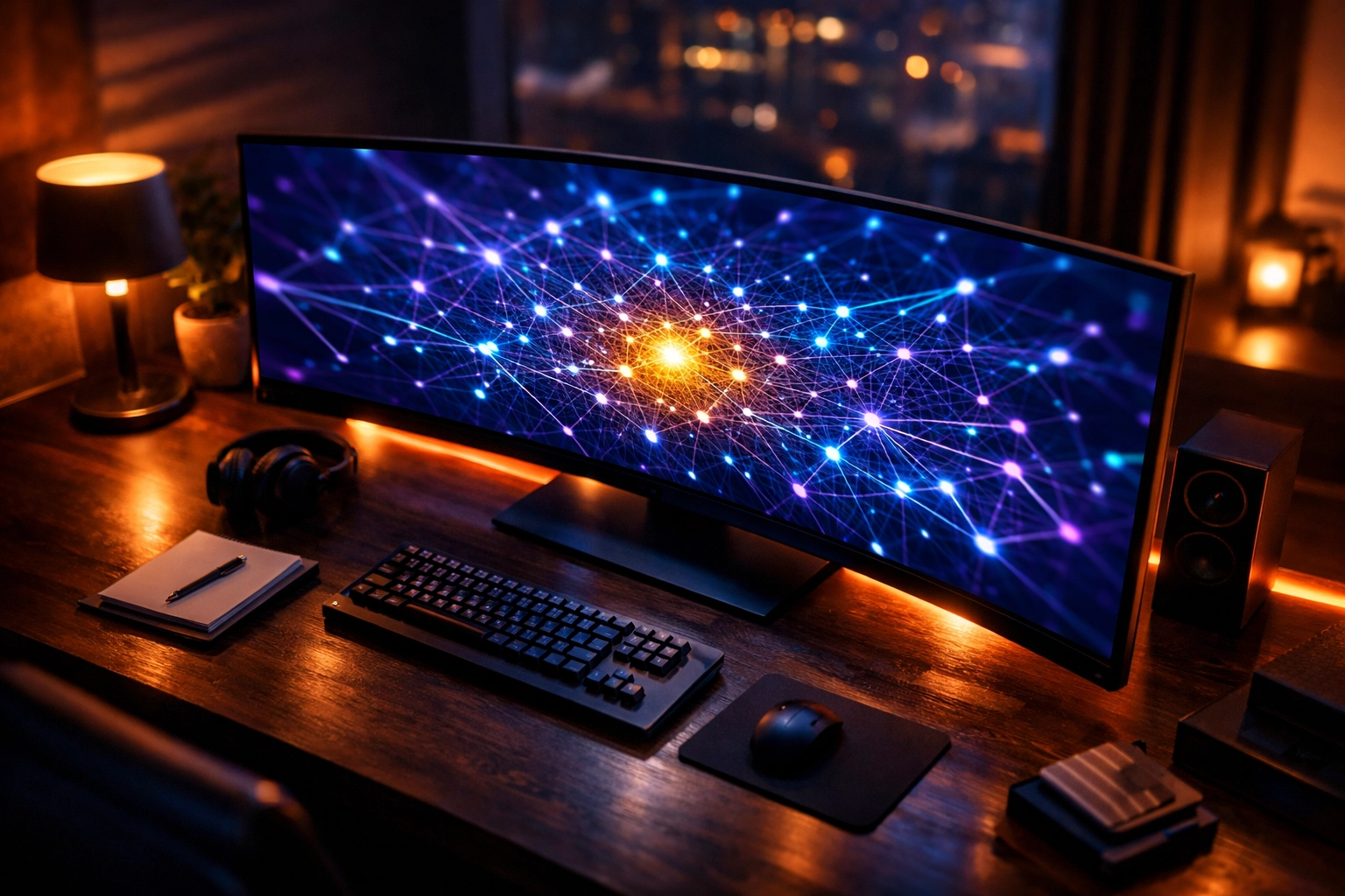 Visualizing a tech keyword content gap on a modern office monitor for video SEO strategy.