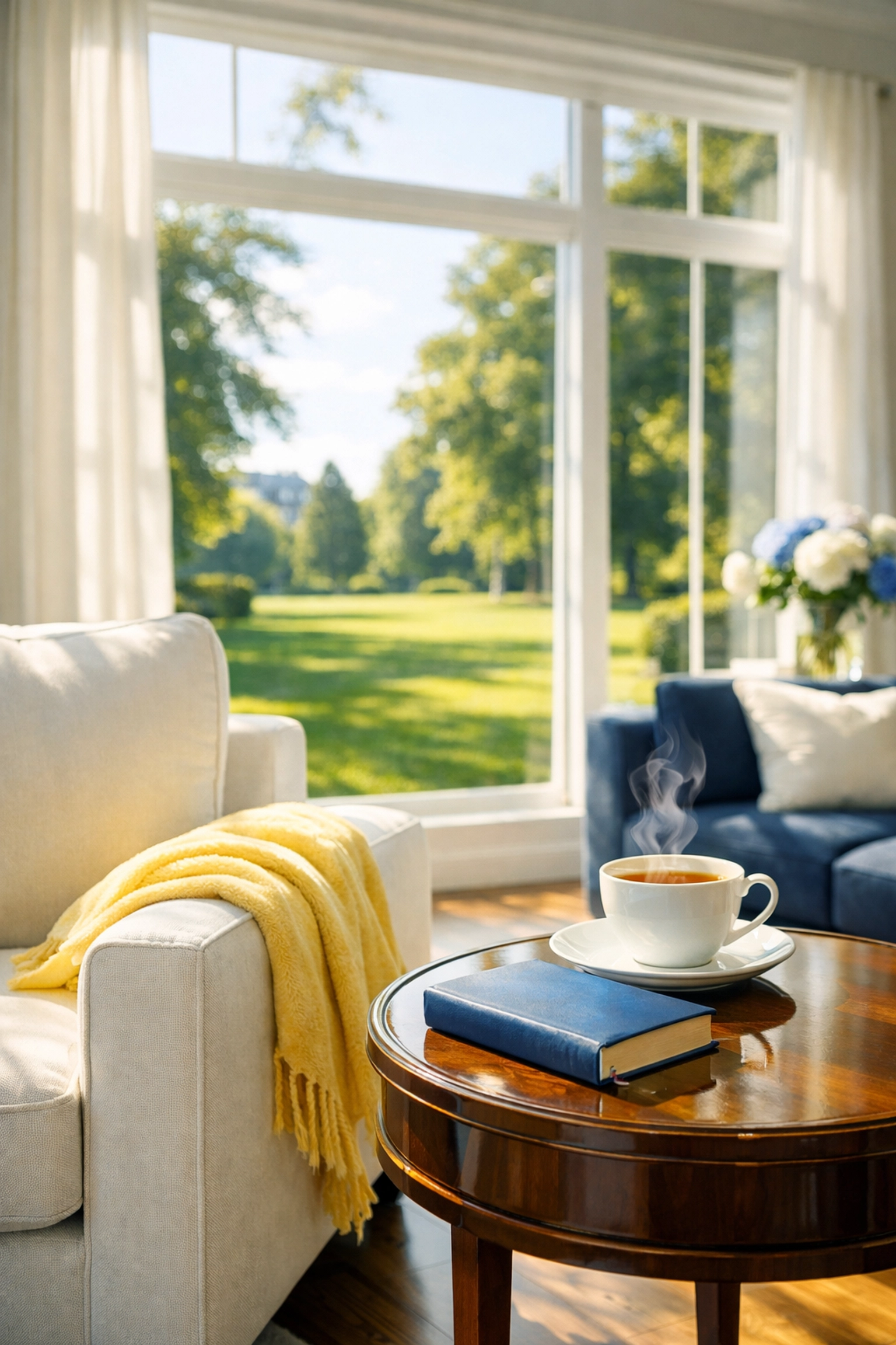 Sunlit clean living room in Wellesley provided by affordable house cleaning services near me.