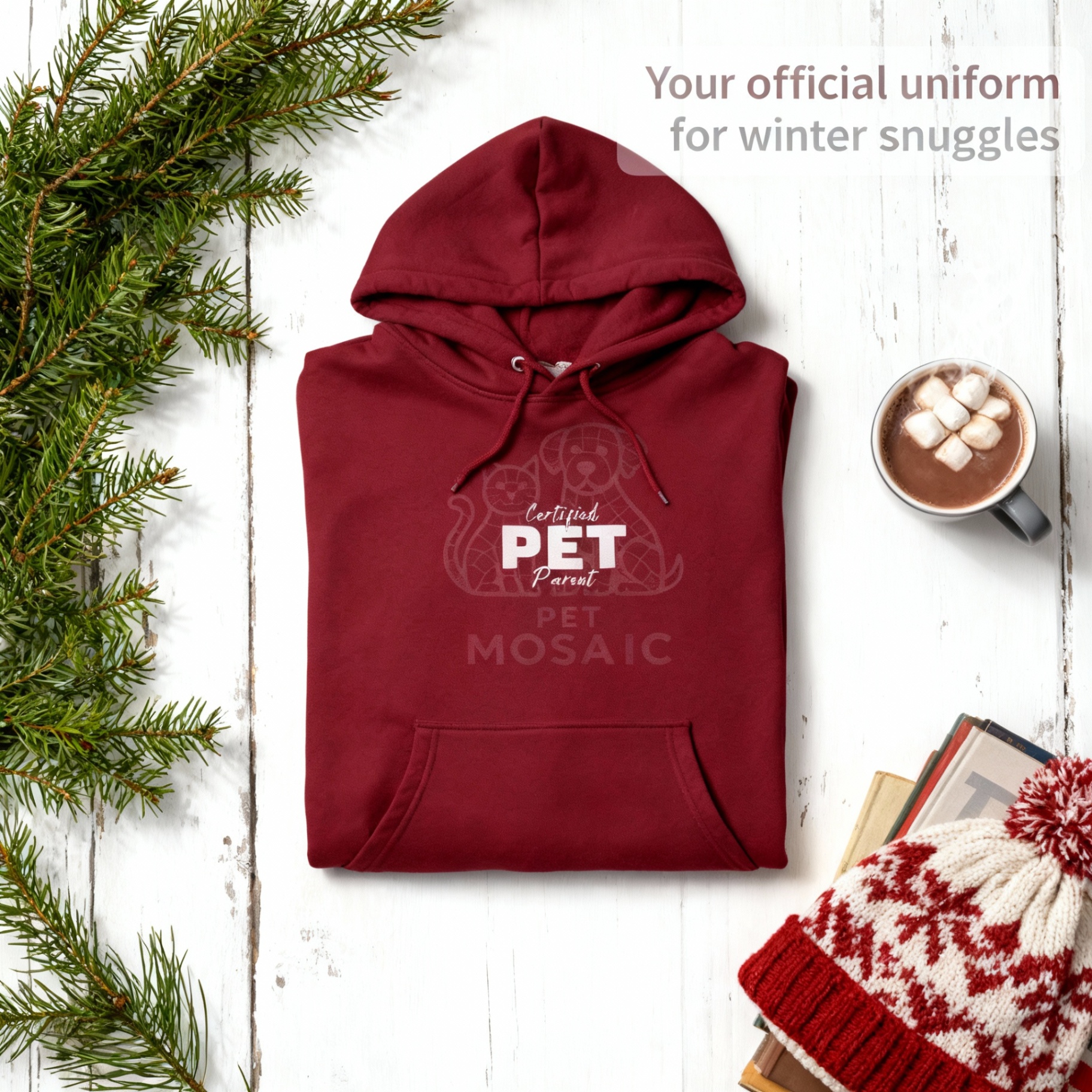 Certified Pet Parent Hoodie A maroon 'Certified Pet Parent' hoodie from Pet Mosaic