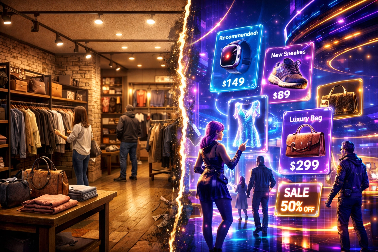 Traditional retail store transitioning to AI-powered metaverse shopping experience
