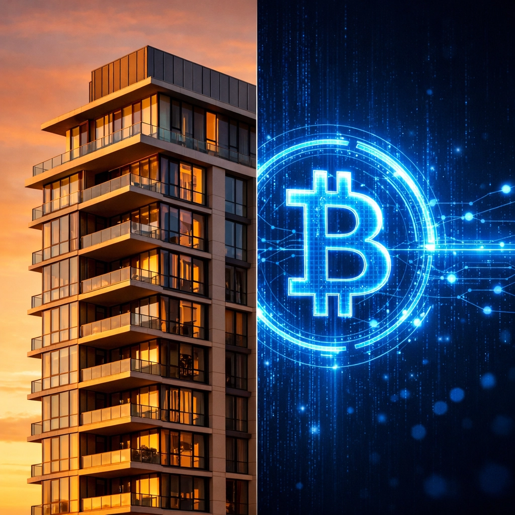 Real estate and crypto assets combined in diversified investment portfolio strategy