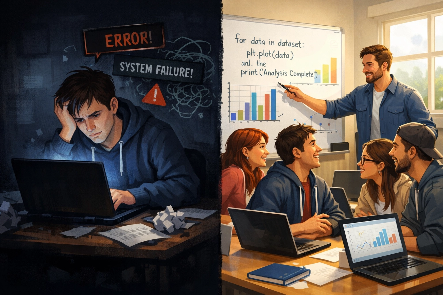 Online learning struggles vs in-person Python training classroom in Dubai