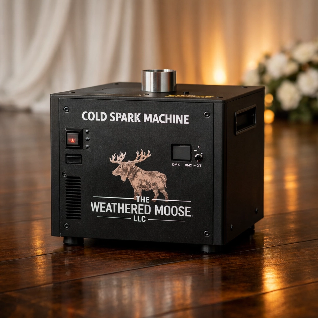 Professional cold spark machine rental on a wedding dance floor for a magical first dance special effect.
