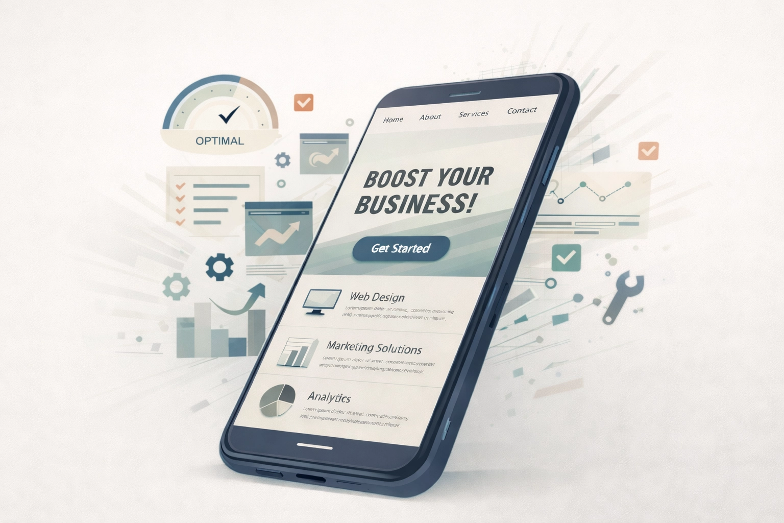 Mobile website performance and speed optimization on smartphone display