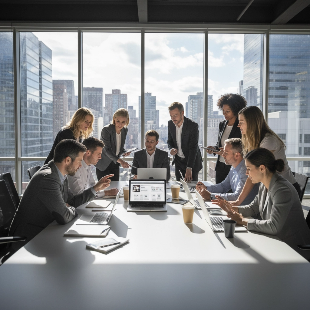 Small business owner reviewing a mobile-friendly website before launch