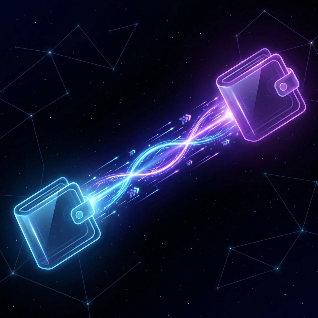 Direct crypto wallet transfer concept showing instant blockchain payments for businesses