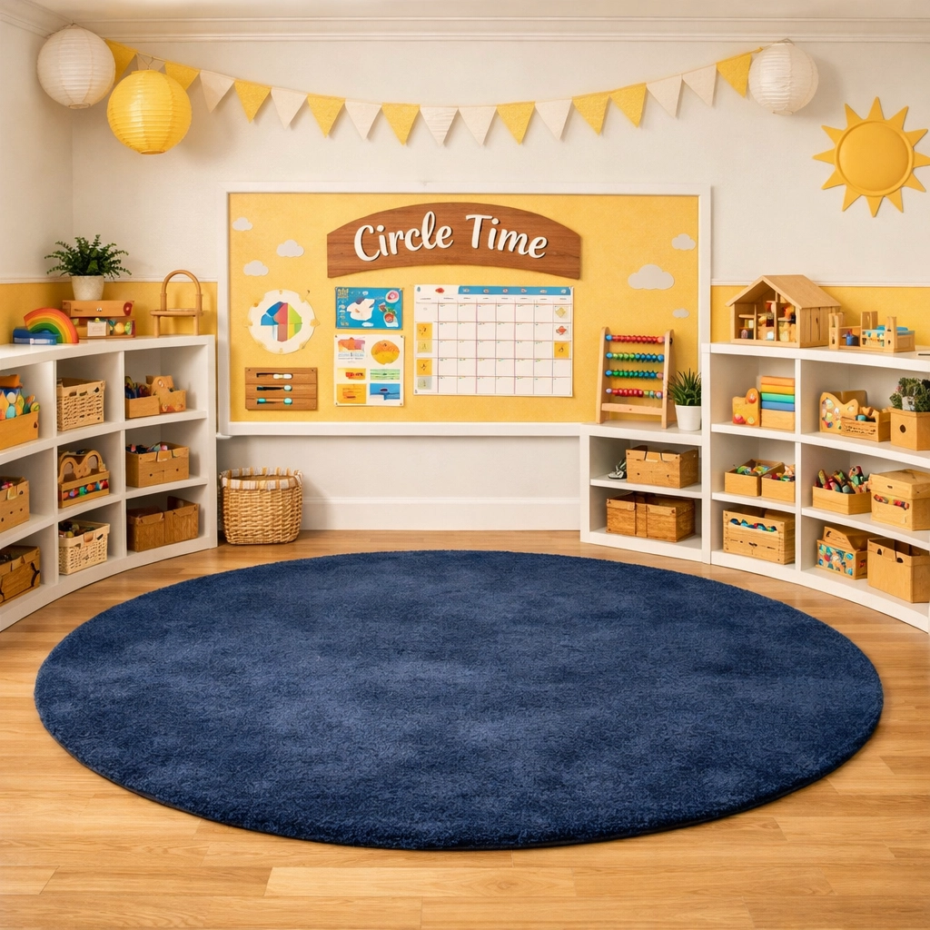 Professionally cleaned and sanitized preschool circle time area for students in Fitchburg.