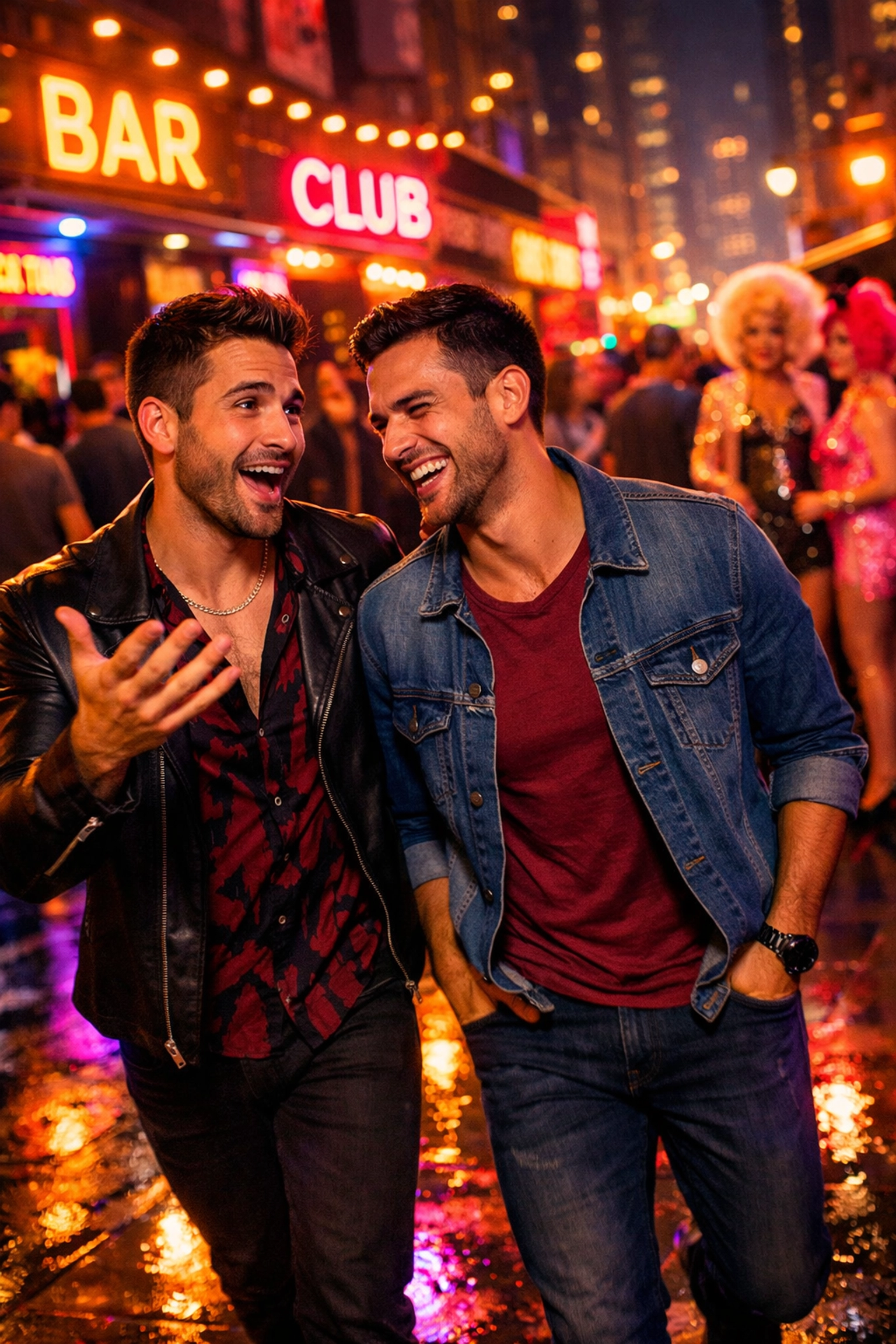 Gay couple navigating Manhattan nightlife in Trick movie scene