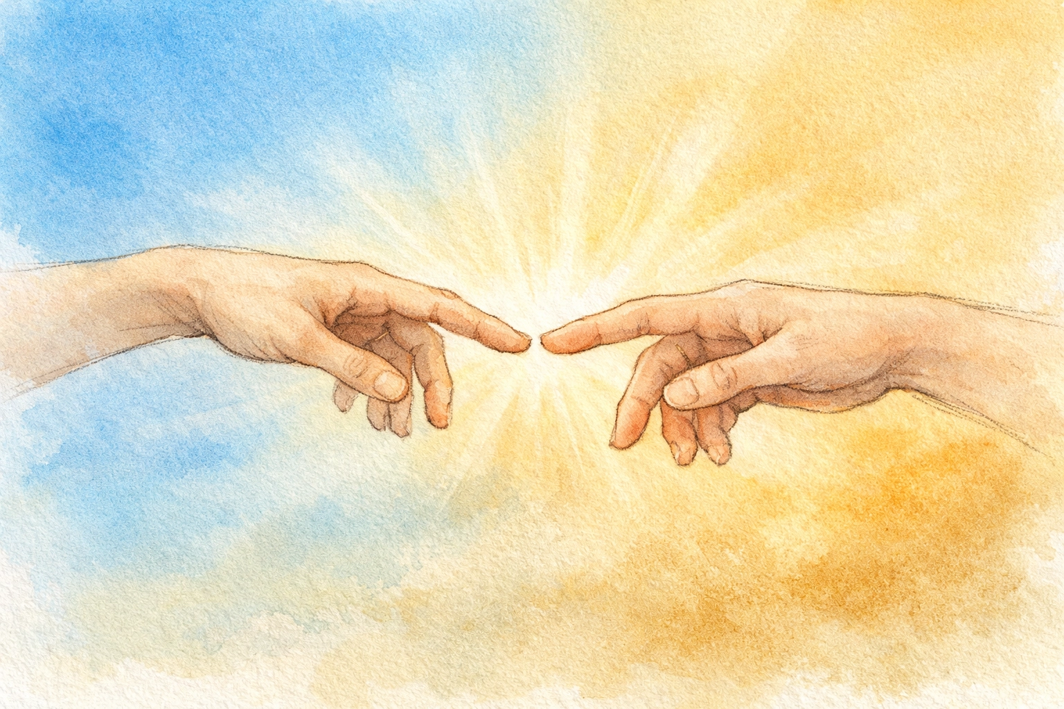 Two hands reaching toward each other symbolizing connection through sharing stories