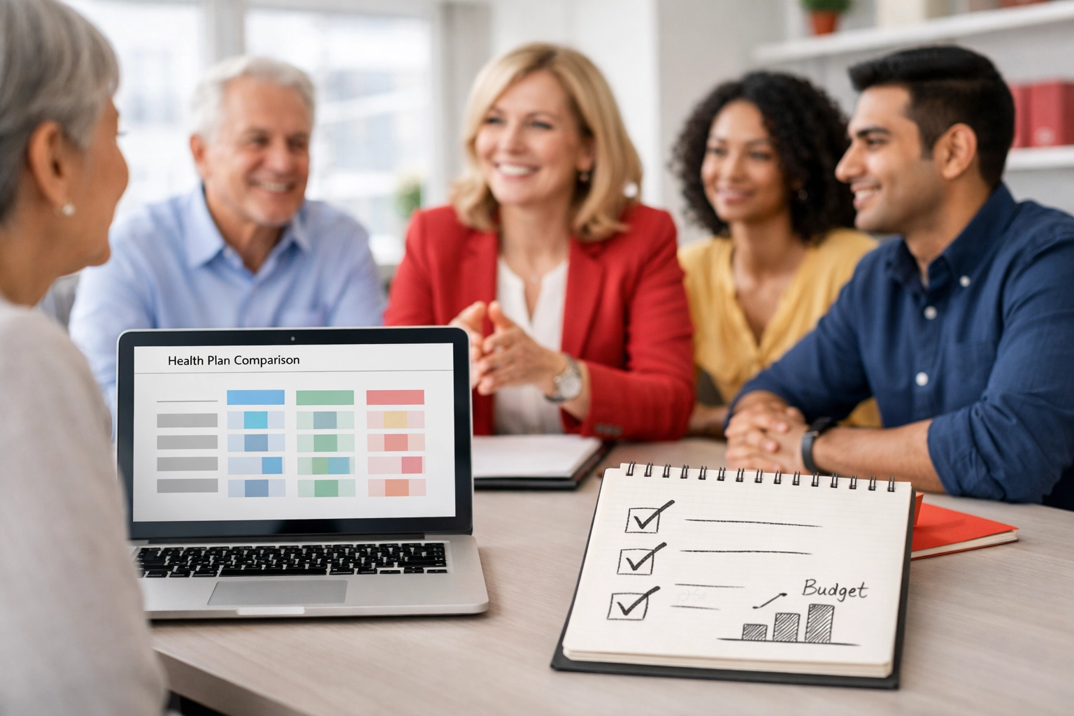 Benefits consultant guiding employees on ICHRA health plan choices and tax-free allowance budgeting