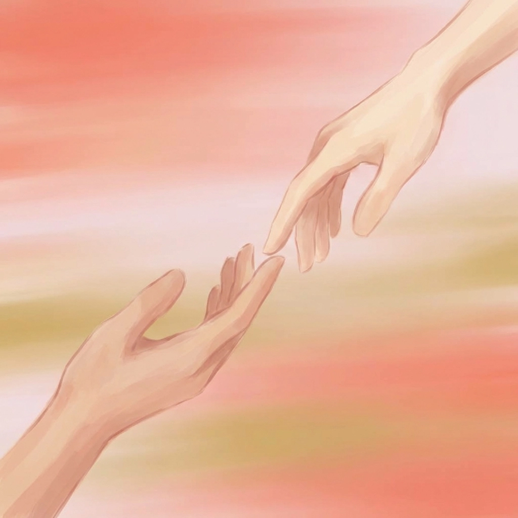 Minimalist hands reaching out, symbolizing love, connection, and Christian family bonds in the movie.