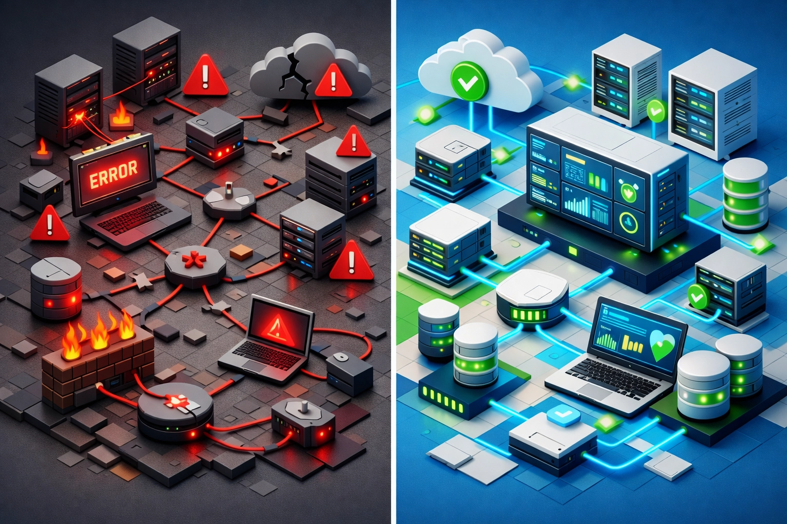 ServiceNow ITOM transformation from disconnected legacy systems to integrated automated infrastructure