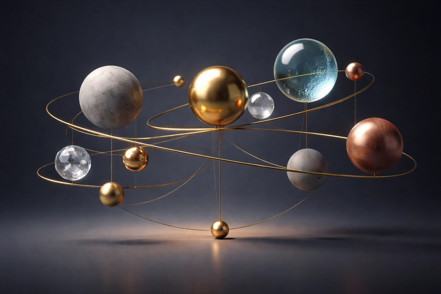 Abstract visualization of diversified portfolio assets, illustrating balanced risk for accredited investors.