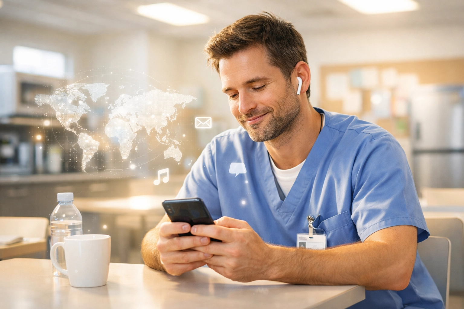 Professional worker listening to a Bible podcast during a break. FA Memphis.