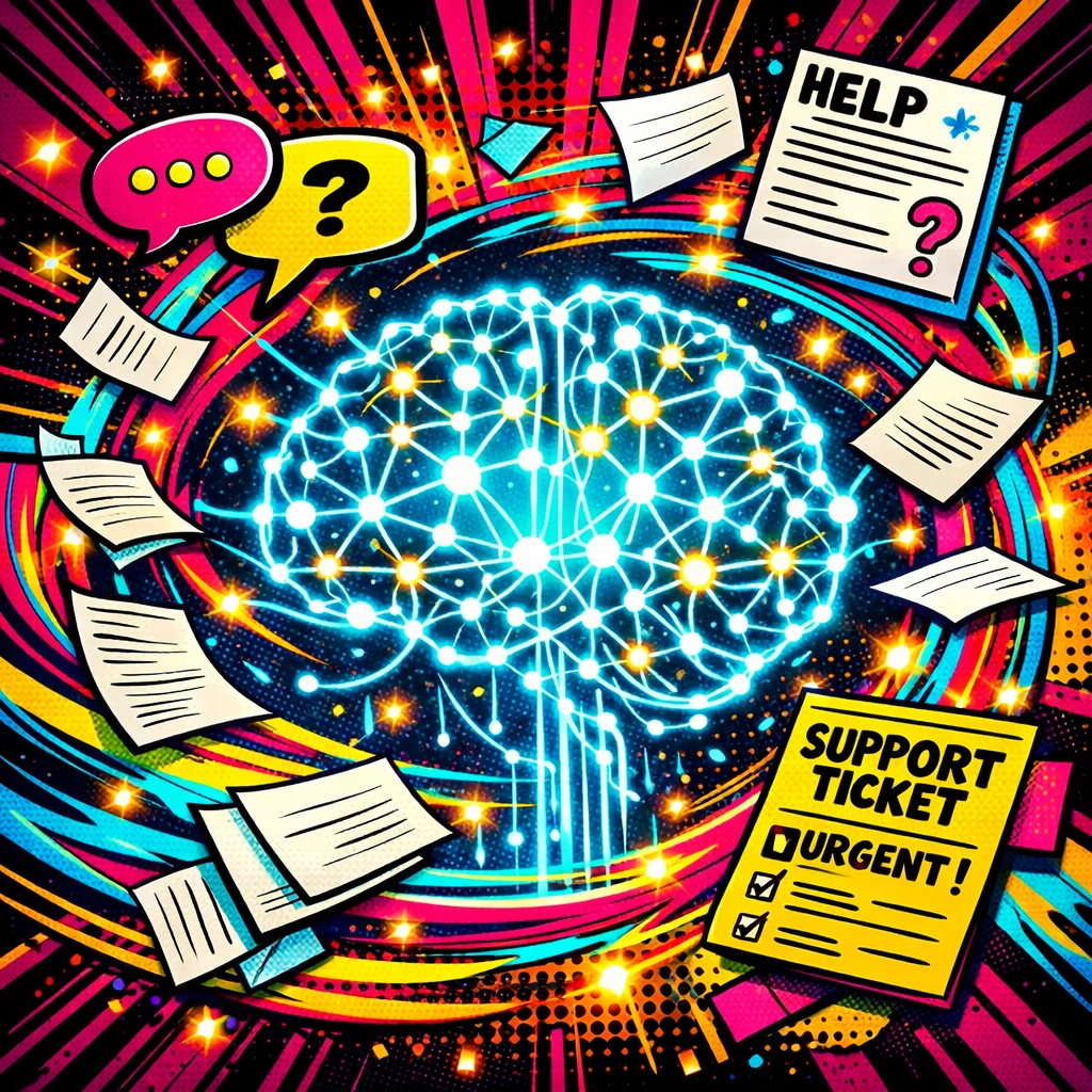 AI customer support system learning and improving from customer conversations and support data