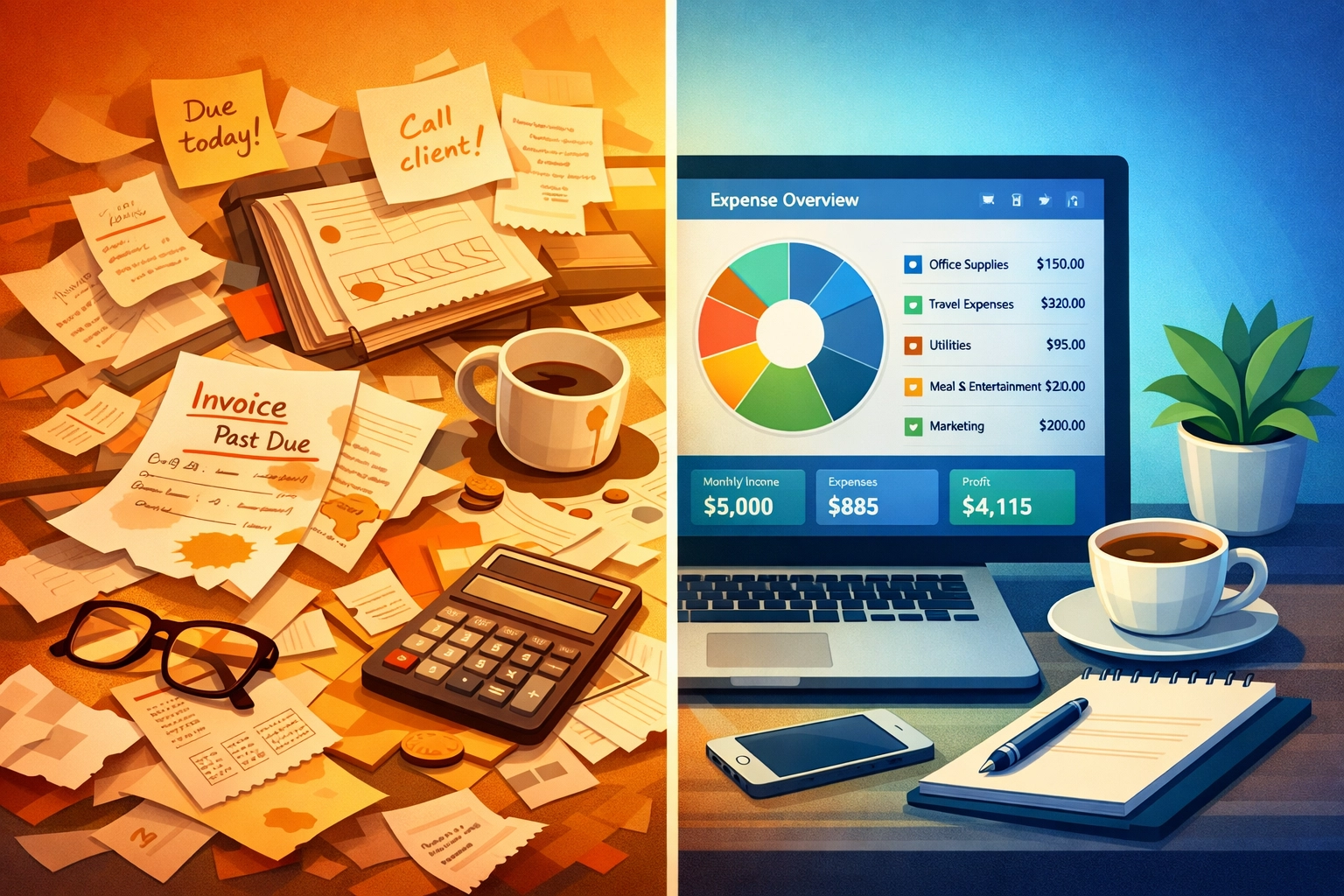 Self-employed bookkeeping transformation from chaos to organized digital system-Bookkeeper Near Me NJ