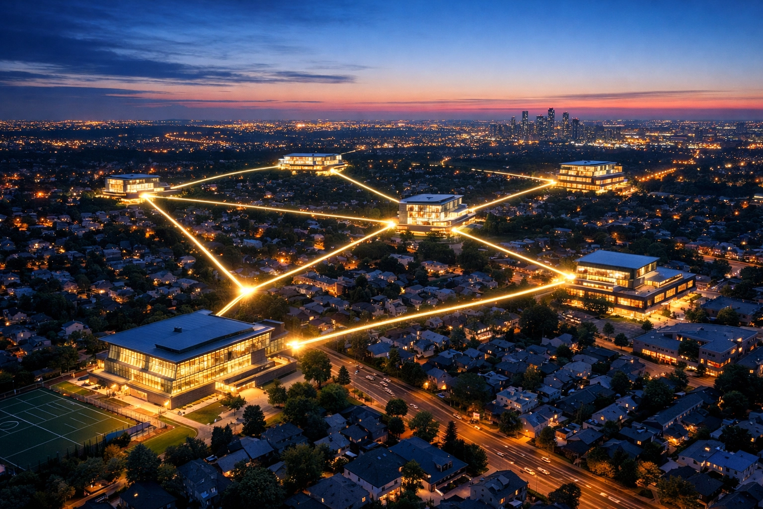 Distributed network of workforce training facilities across metropolitan area