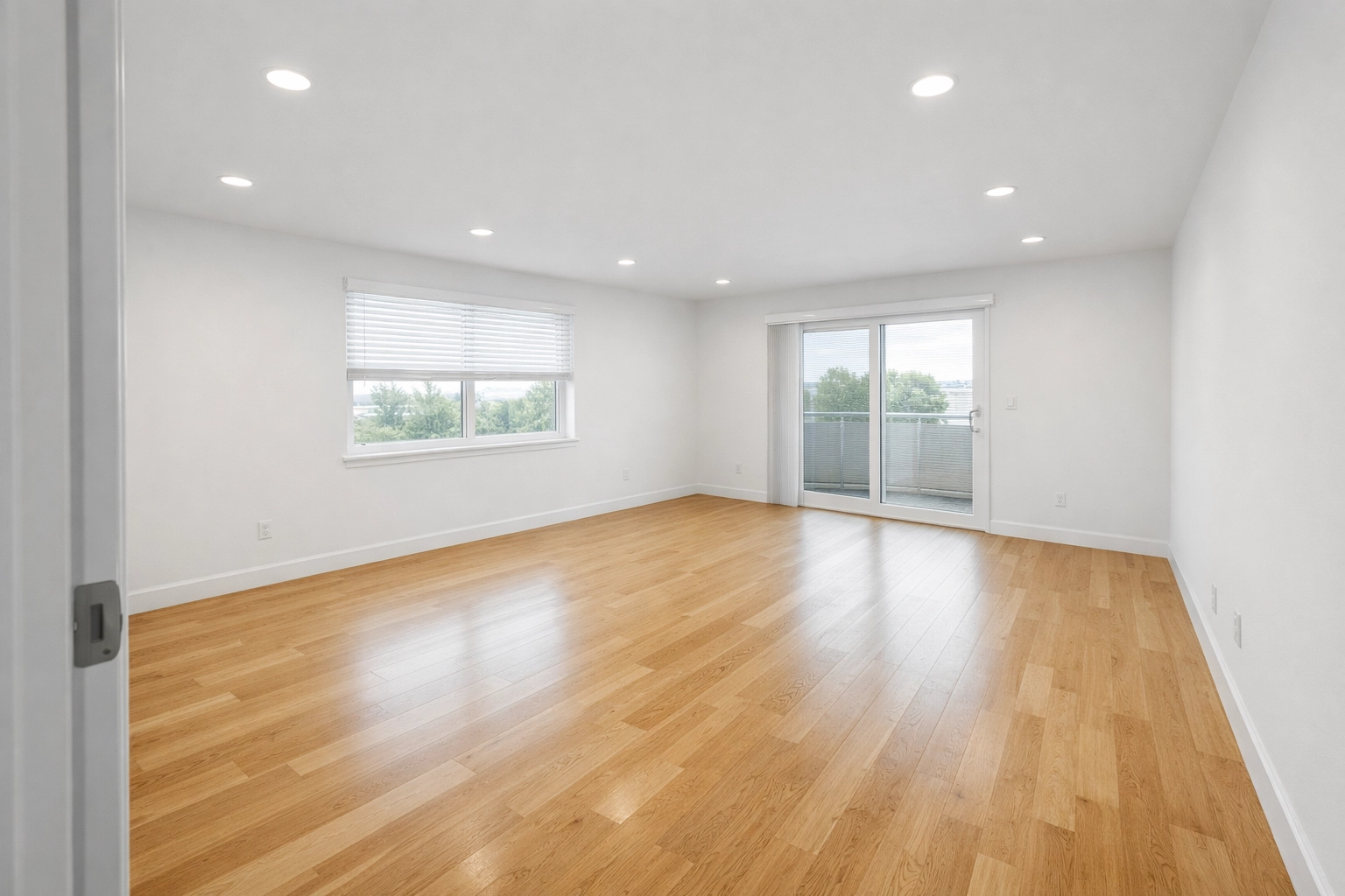 Market-ready apartment living room after 48-hour make-ready turnover