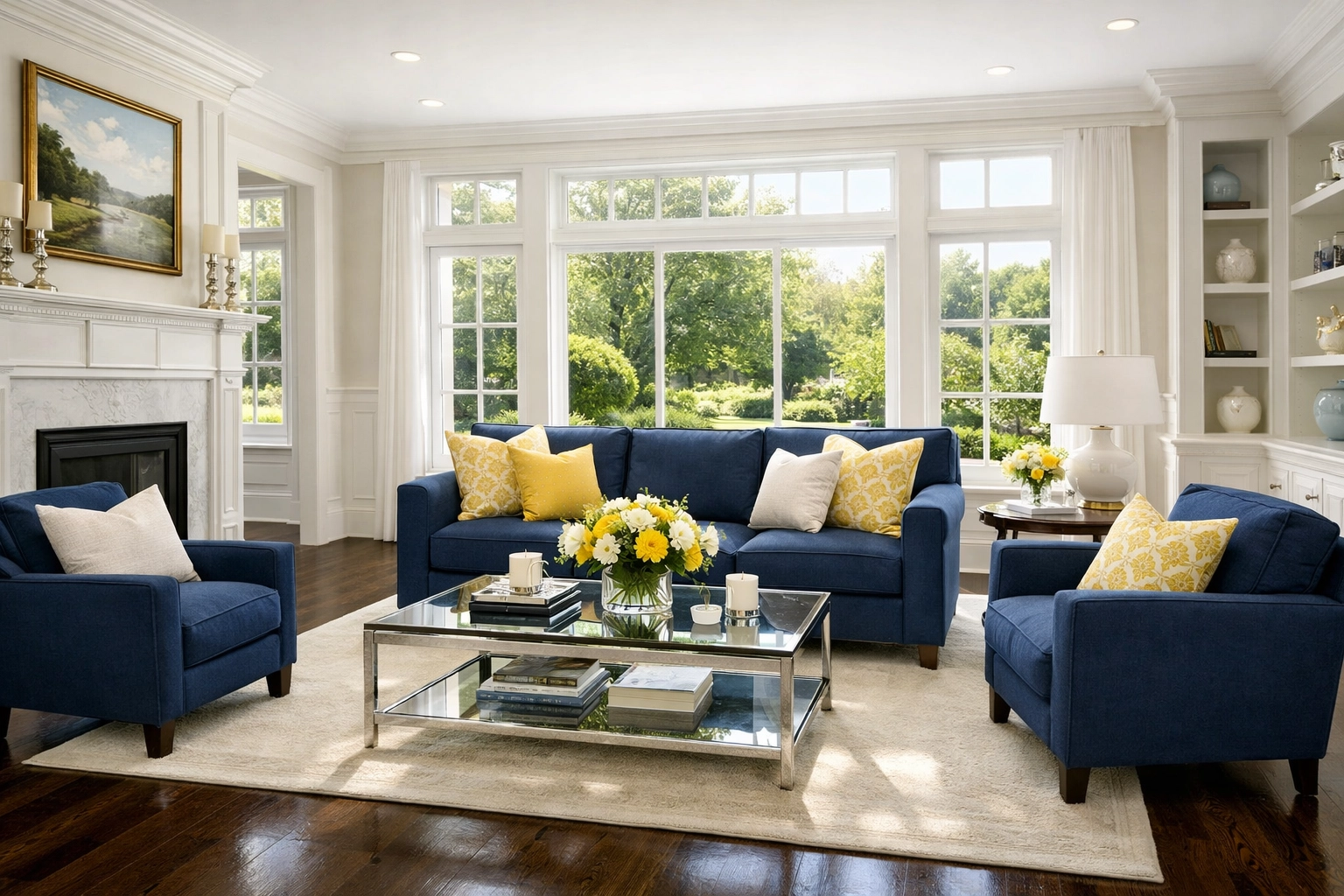 Pristine Newton living room with polished floors and professional house cleaning service results.