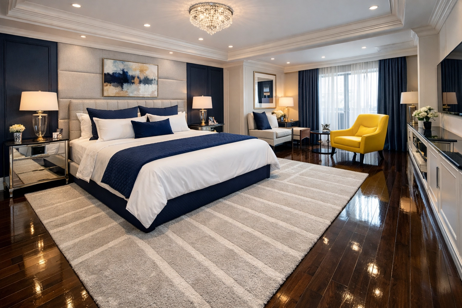 Impeccable Leominster bedroom with straight vacuum lines from a professional residential cleaning service.