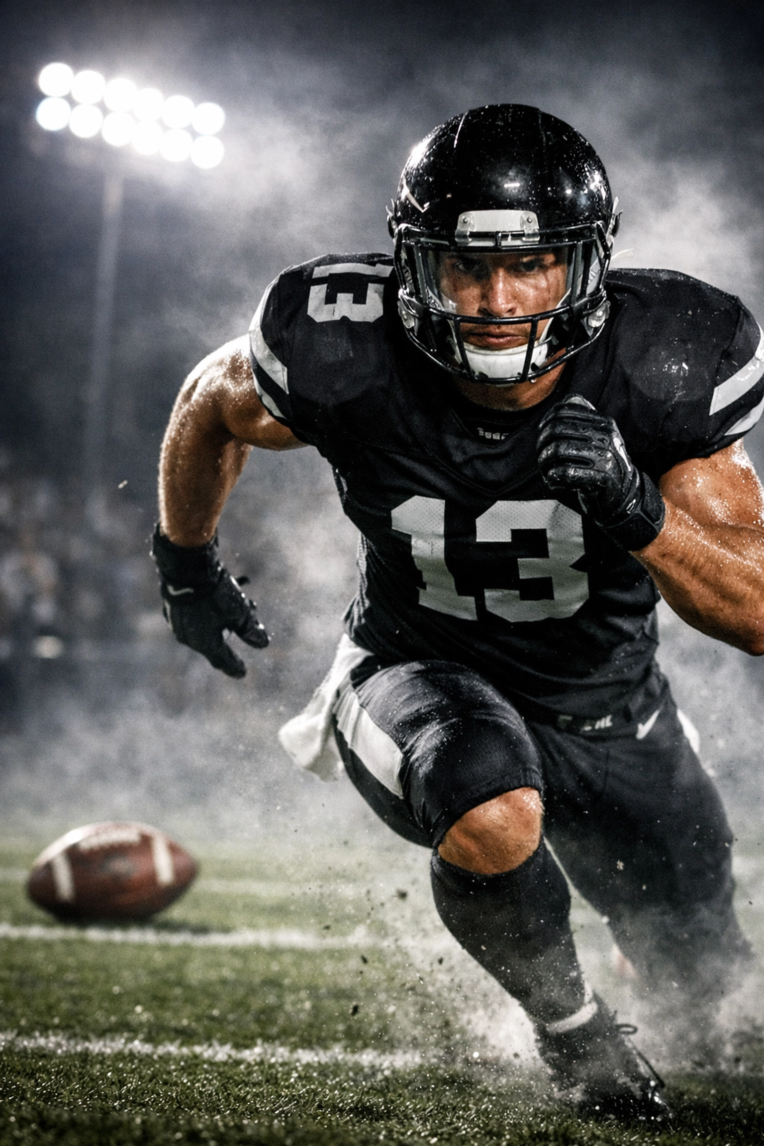 Focused athlete sprinting downfield, illustrating the next play mindset for elite sports performance.