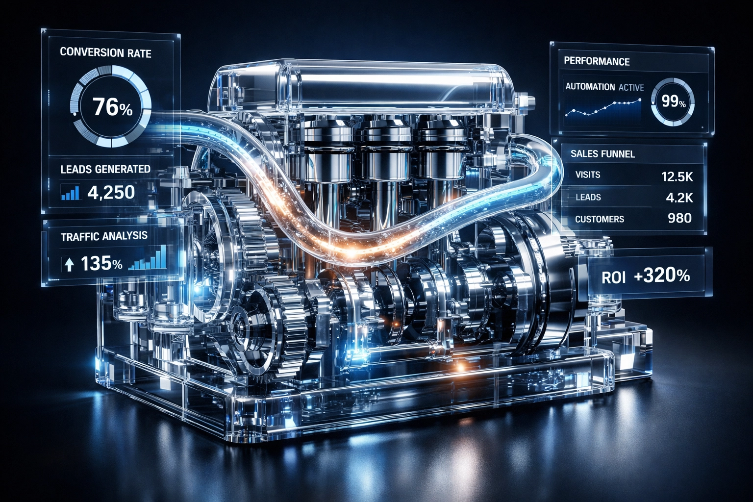 Automated marketing engine streamlining lead generation and business process automation workflows