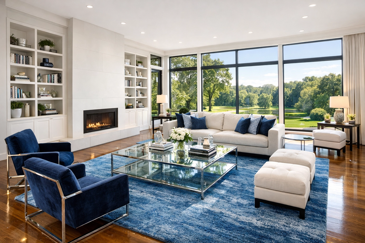 Spotless luxury estate living room in Wellesley after professional move-out cleaning services.