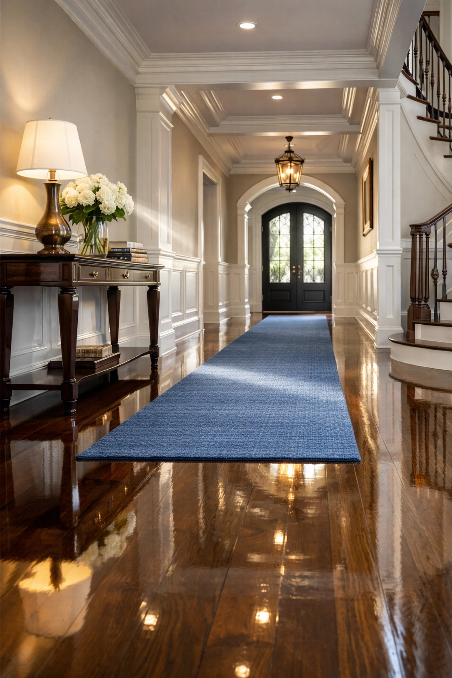 Polished entryway floors in a MetroWest home following a professional deep cleaning reset.