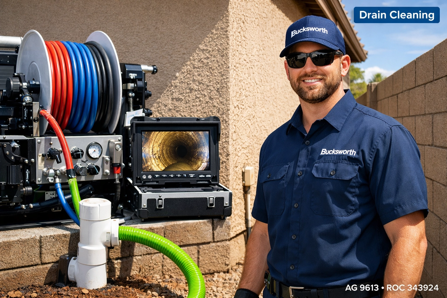 Hydro-jetting and sewer camera equipment clearing stubborn clogs in Queen Creek AZ.