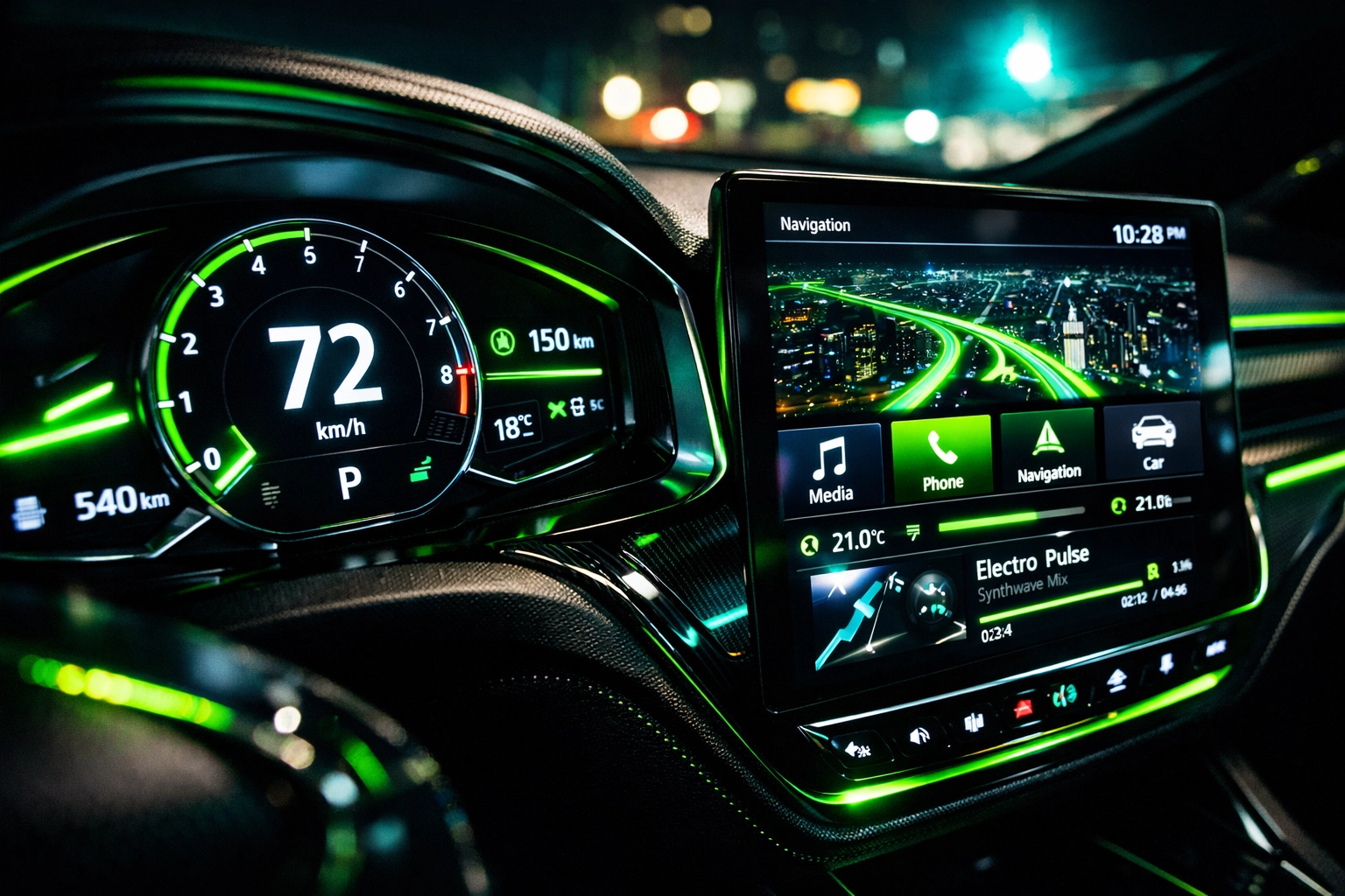 Digital dashboard screen showing professional radio repair and tech integration in Chattanooga.