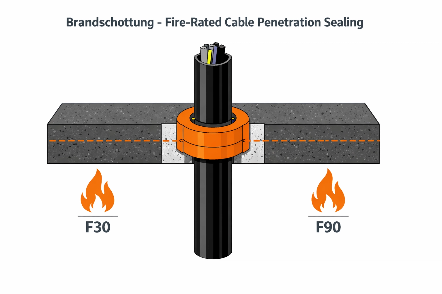 Brandschottung Steigleitungen Deckendurchführung nach OIB-Richtlinie