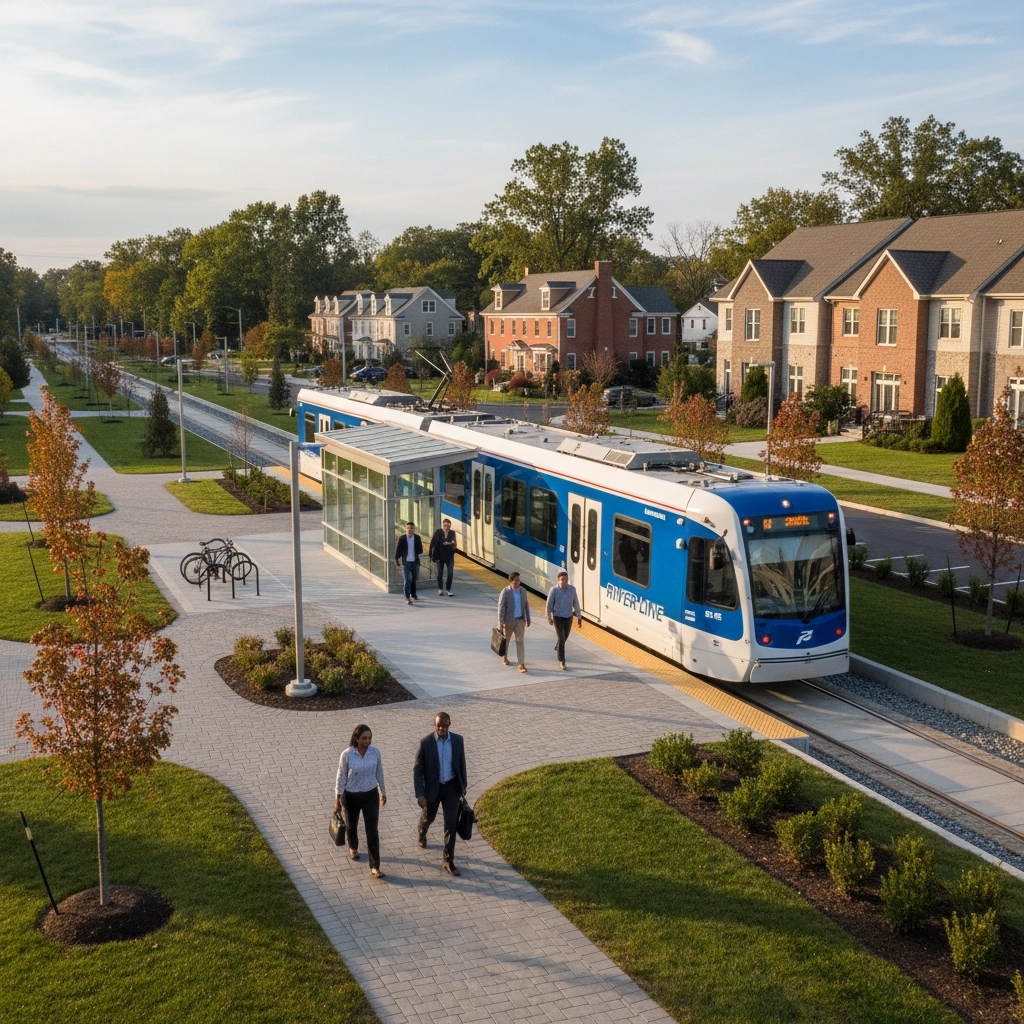 Historic brick buildings in Riverside, NJ's Watchcase Factory District