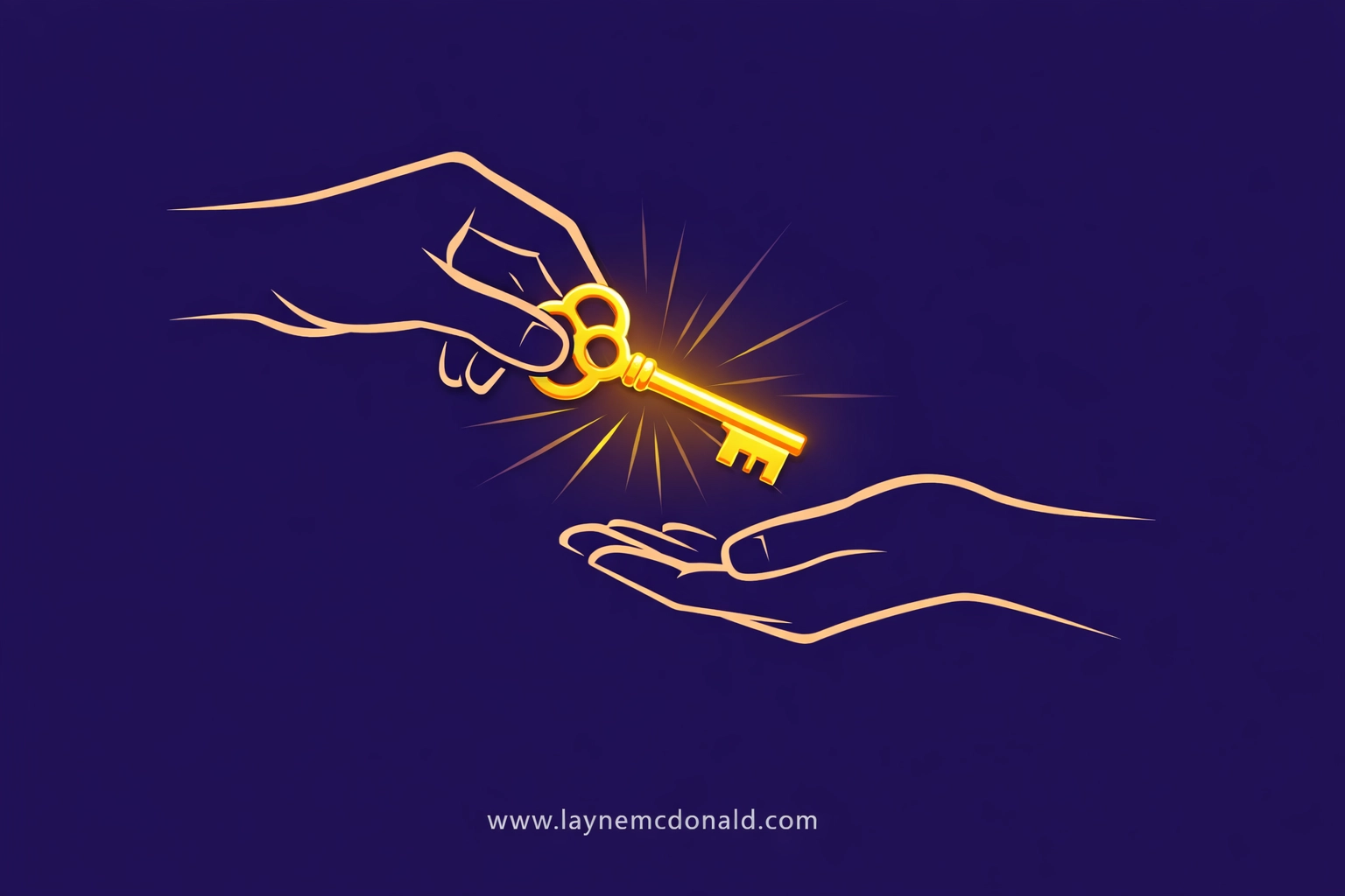 Hands passing a golden key to represent effective leadership delegation and empowering a church team.