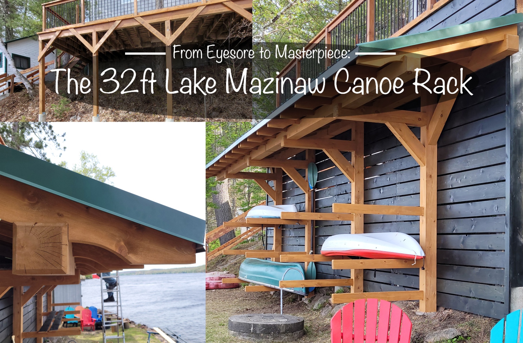 [HERO] Custom-built 32-foot timber frame canoe rack