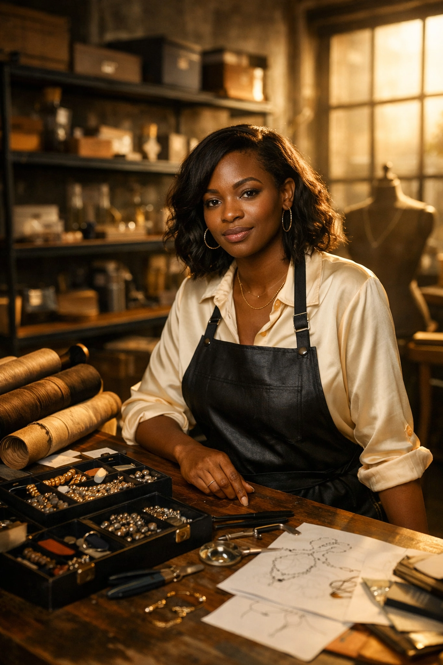 A Black-owned business owner focusing on excellence and quality in her creative design studio.