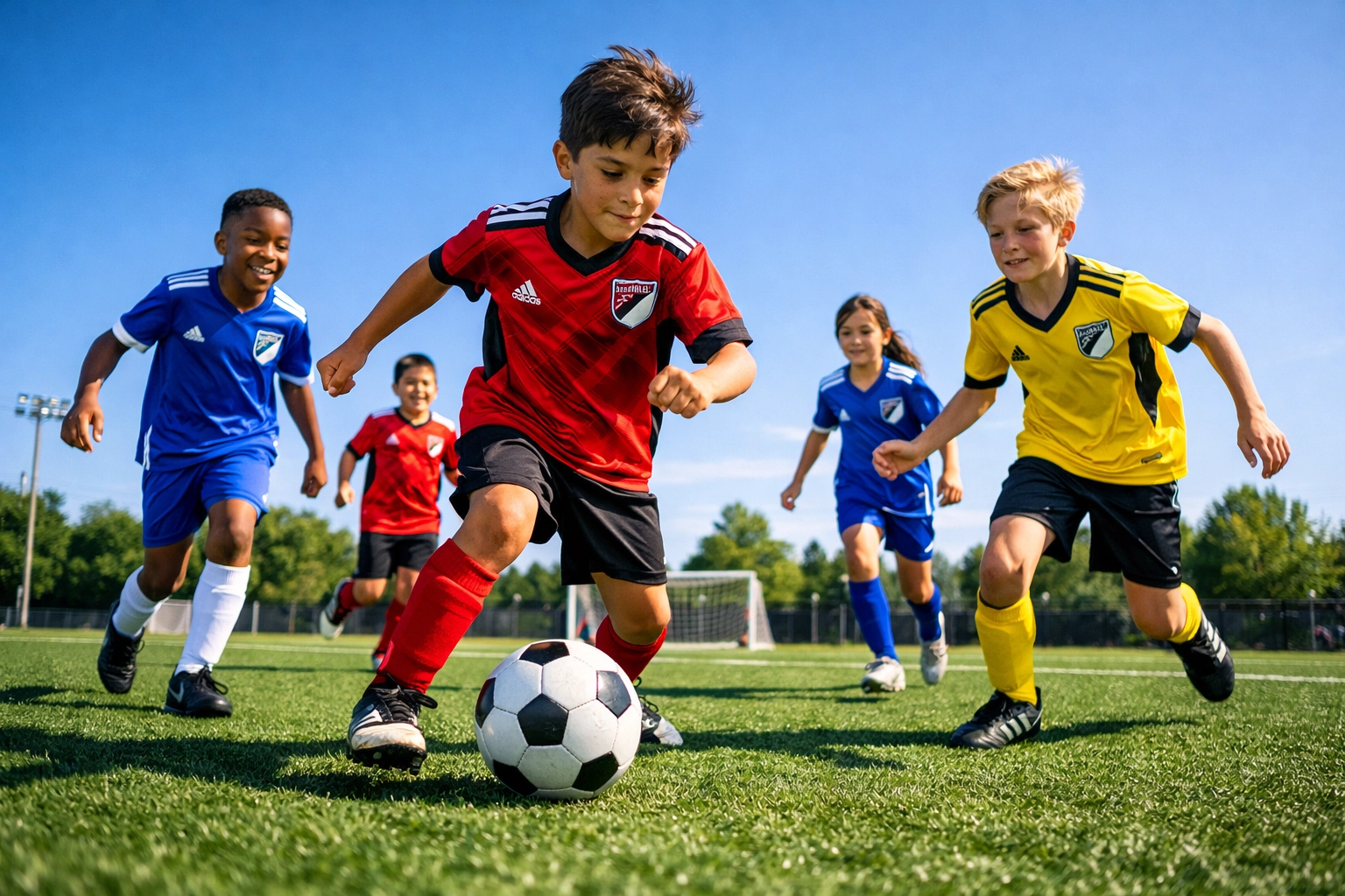 Youth soccer players in MLS GO small-sided game at Orlando sports academy