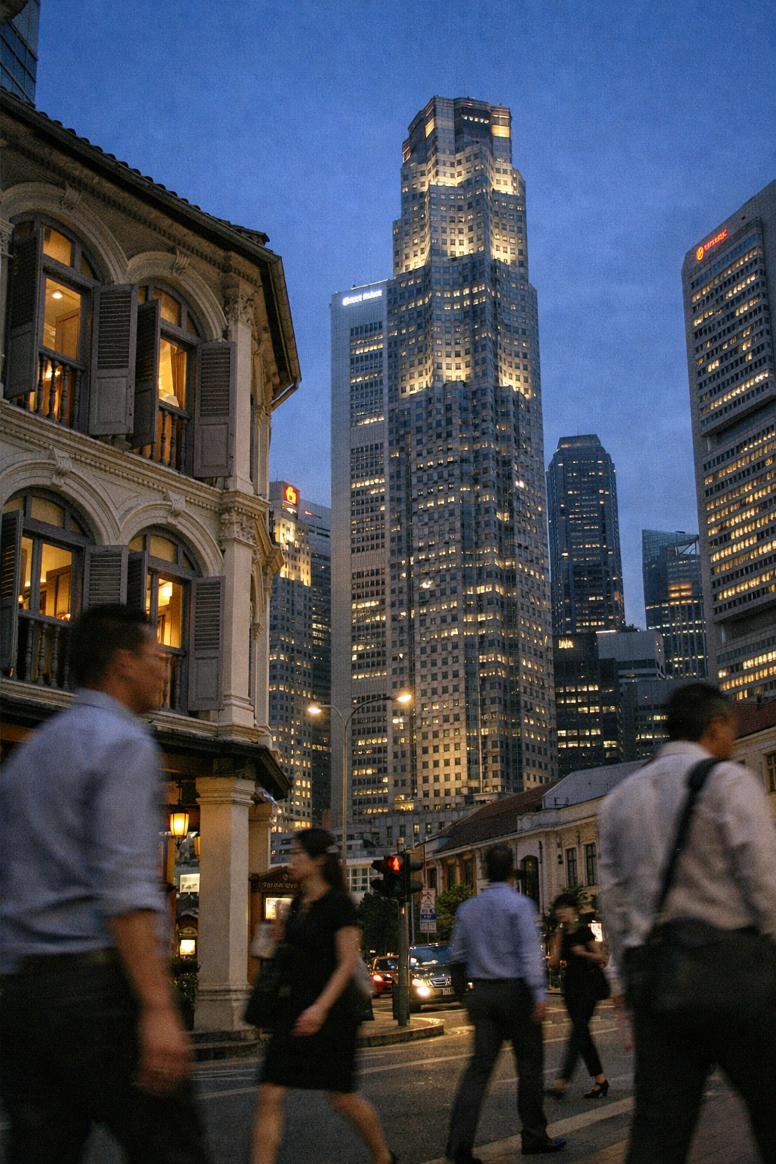 The Singapore skyline at dusk, representing the strategic gateway for Korean deep-tech capital and regional market entry.