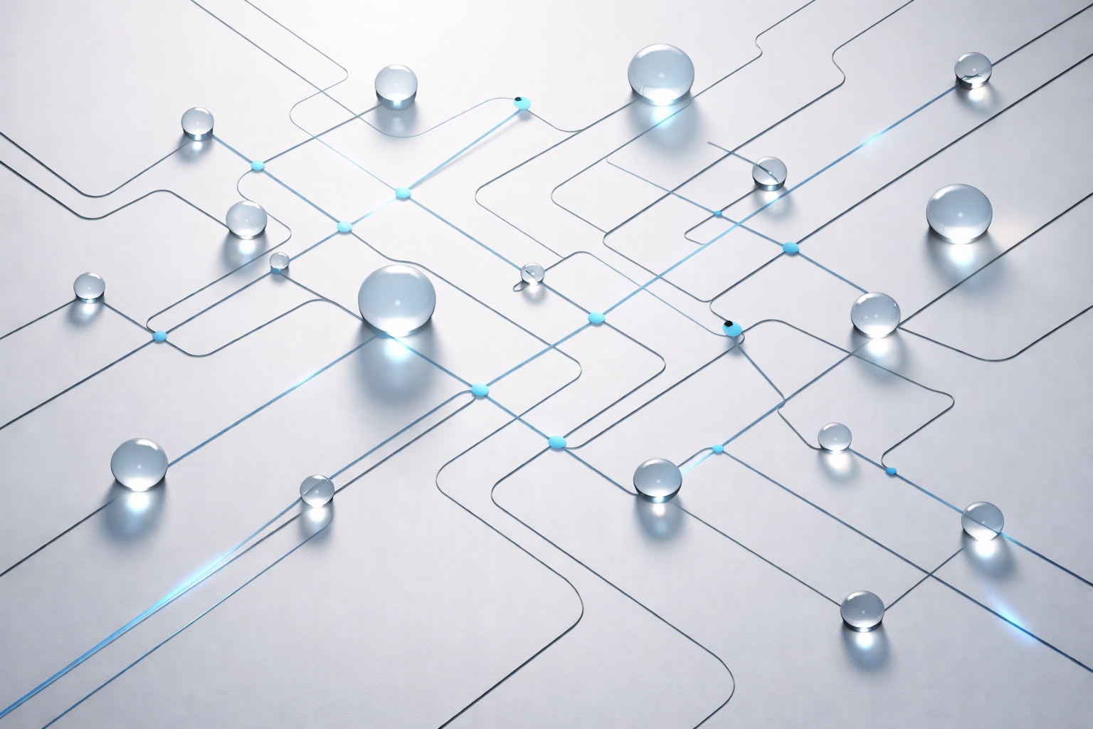 Minimalist network of pathways visualizing business dependencies and system mapping