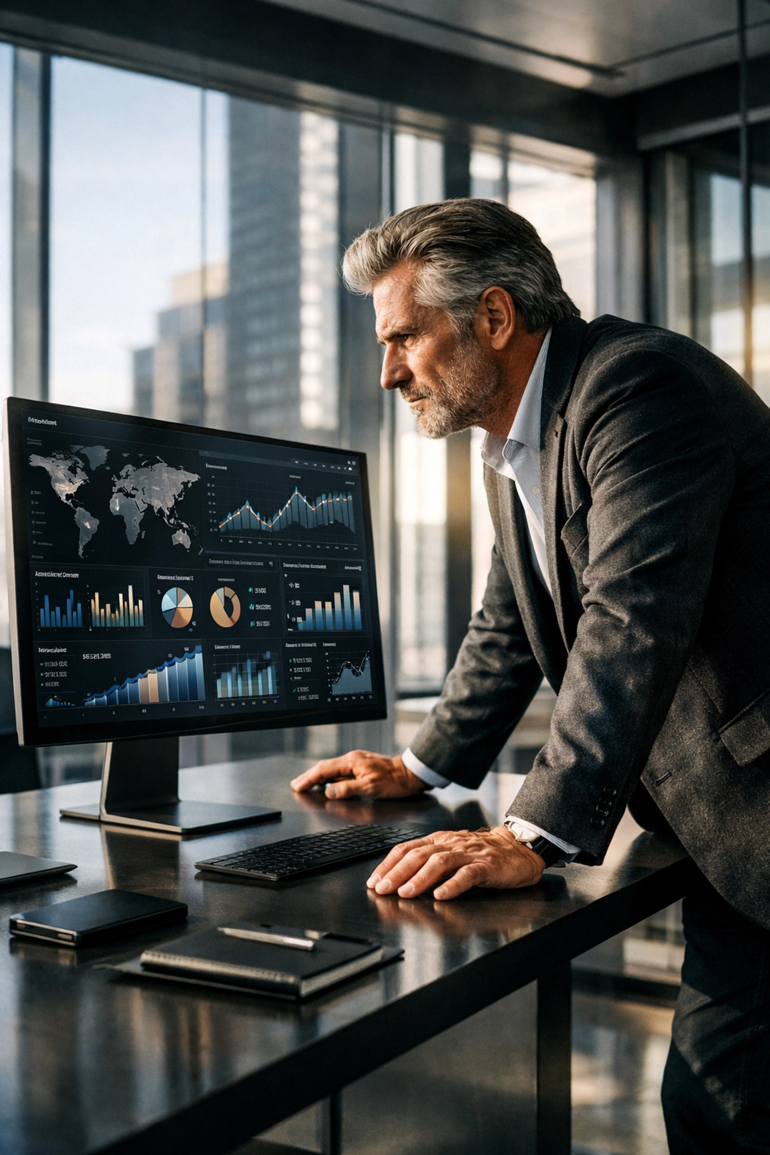 Media executive analyzing sports media data for high ROI Super Bowl 2026 business strategies.