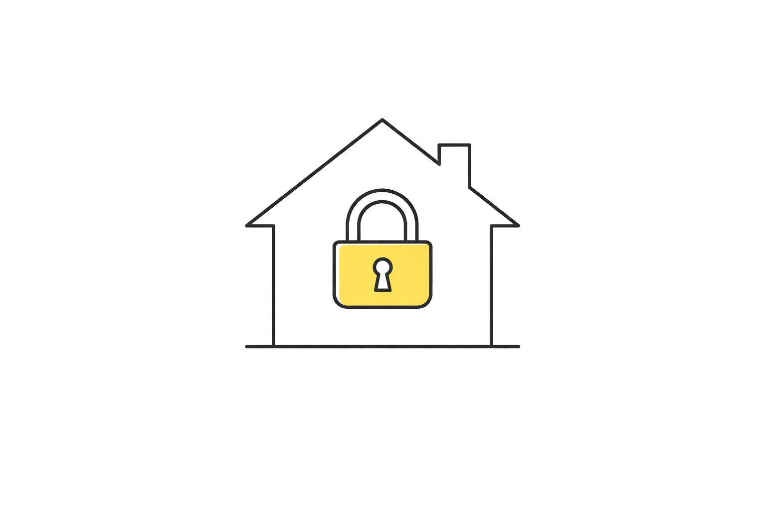 House icon with a padlock representing home security and urgent handyman services for Vancouver lockouts.