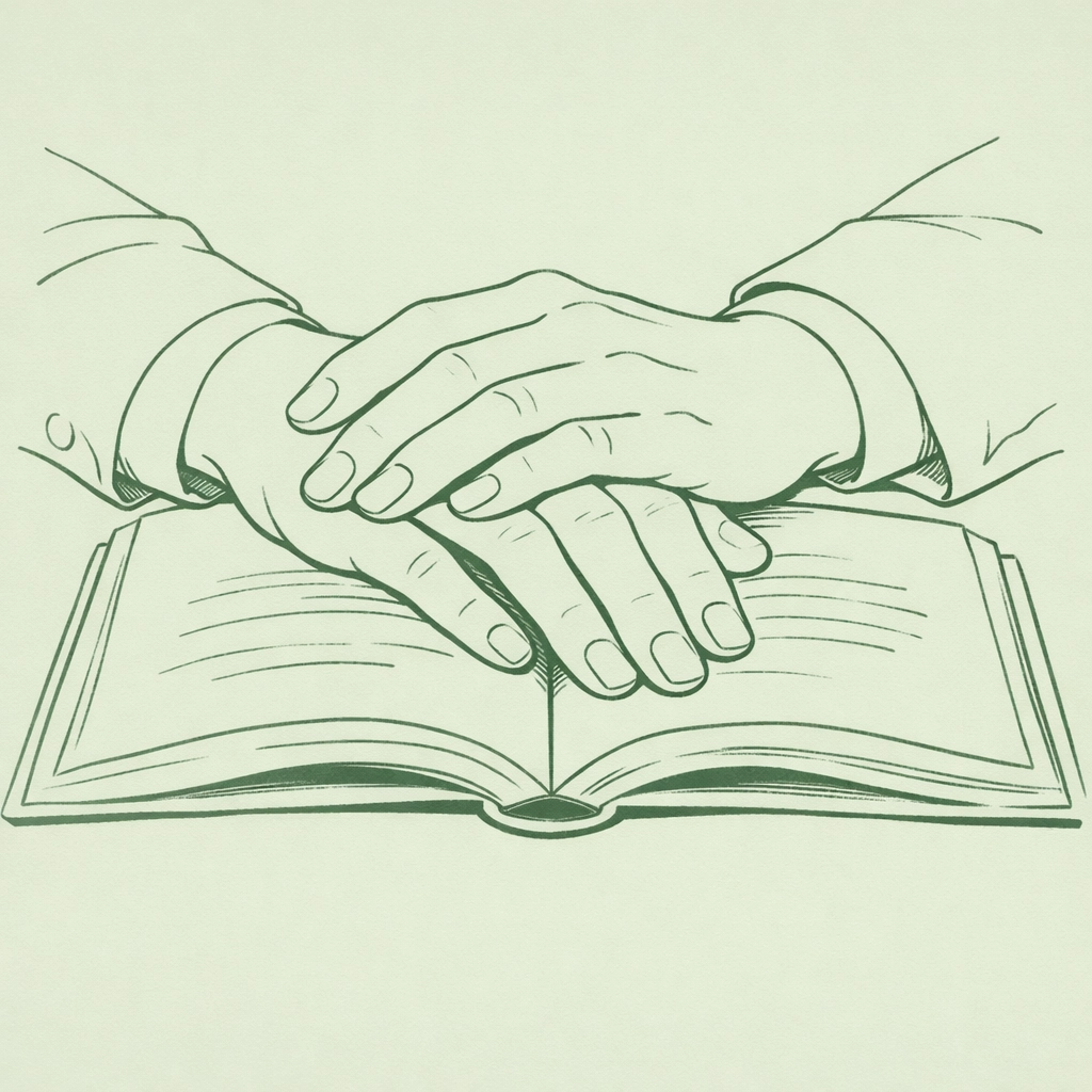 Intertwined hands of two men resting on an open MM romance book.