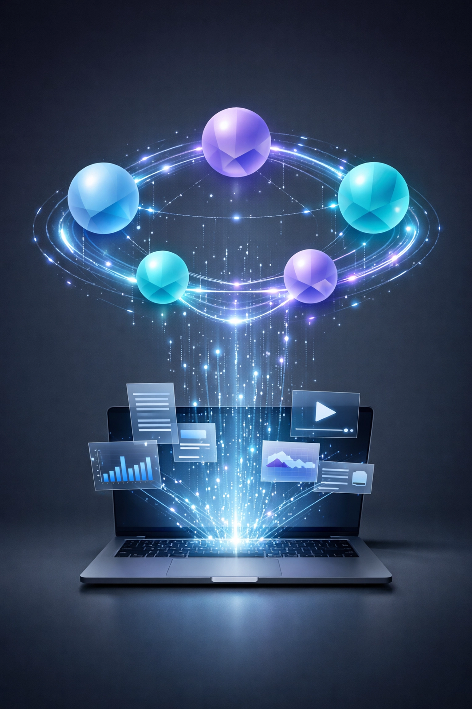 Marblism KI-Agenten Plattform mit holographischem Interface und digitalem Arbeitsplatz