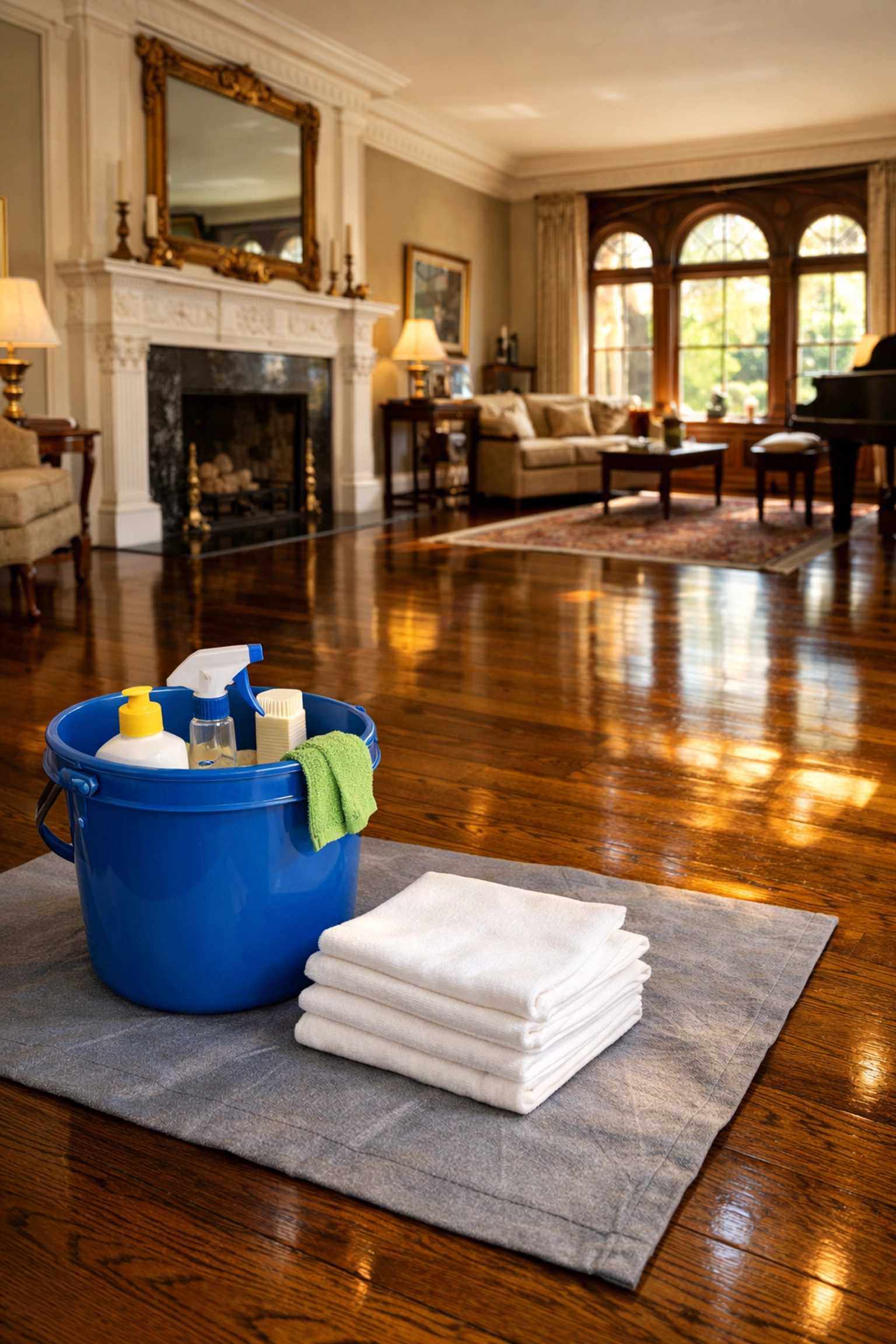 Professional deep cleaning Worcester services for historic homes with polished hardwood floors.